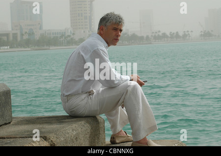 Nigel Parsons, Mging Dir de la nouvelle chaîne de télévision de langue anglaise Al Jazeera International, au bord de Doha. Banque D'Images