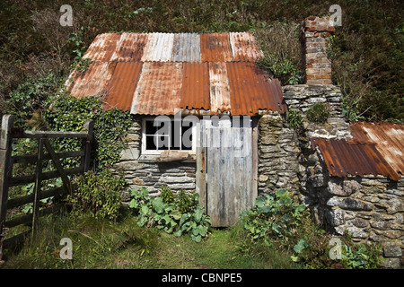 Une cabane de pêcheur à proximité de Prusse Cove à West Cornwall. Banque D'Images