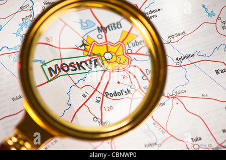 Moskva, sur une carte Banque D'Images