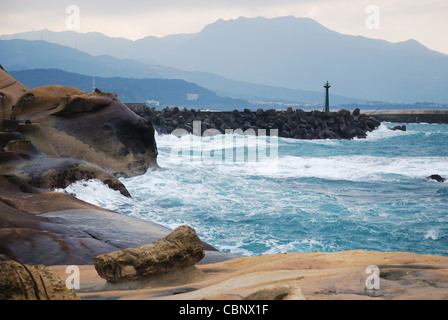 La côte nord de Taïwan, Yehliu geopark. Banque D'Images