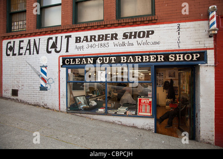 Salon de coiffure au centre-ville de Seattle, Washington, USA Banque D'Images