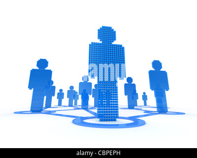 Groupe de personnes Résumé (fait en 3d, fond blanc) Banque D'Images