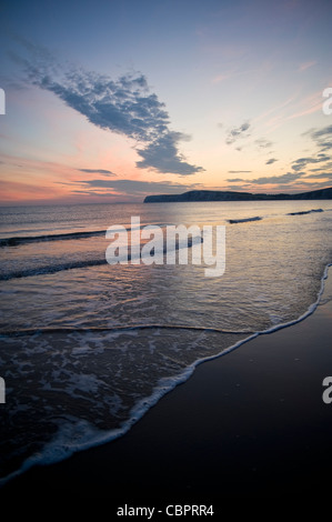 Crépuscule à Compton Bay Beach, île de Wight, Royaume-Uni Banque D'Images