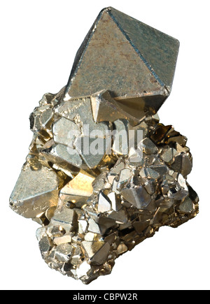 Cristaux de pyrite de fer, Huanzala, Pérou Banque D'Images