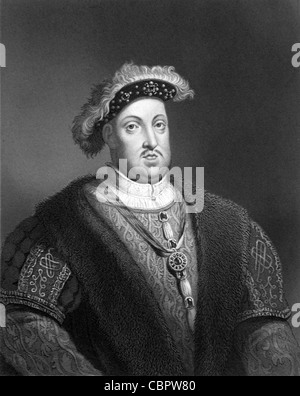 Portrait d'Henry VIII (1491-1547) Roi Tudor d'Angleterre (1509-47) et fondateur de l'Église d'Angleterre. Portrait. c19th gravure ou Vintage Illustration Banque D'Images