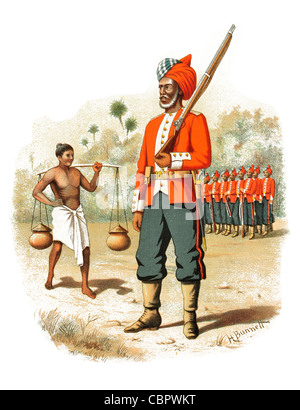 1er régiment de pionniers Madras 1784 infanterie britannique Empire parade de l'Armée du Bengale Indien Raj Inde Bombay Madras armé combat de guerre Banque D'Images