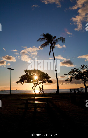 Magic Island, Ala Moana Beach Park, Waikiki, Honolulu, Oahu, Hawaii Banque D'Images