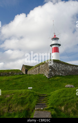 Royaume de Danemark, îles Féroé (aka foroyar). capitale de torshavn. fort historique phare. Banque D'Images