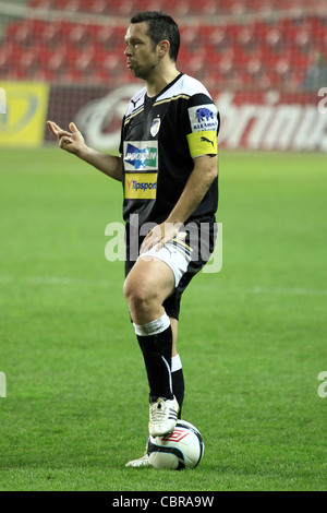 ***PHOTO***Pavel Horvath, le capitaine du FC Viktoria Plzen photographié au cours de République tchèque soccer league match SK Slavia Prague vs FC Banque D'Images