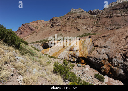 Puente del Inca sur l'Argentine Andes Banque D'Images