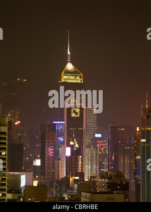 Dh Wan Chai, Hong Kong nuit Central Plaza Tower Wanchai city lights skyline building Banque D'Images