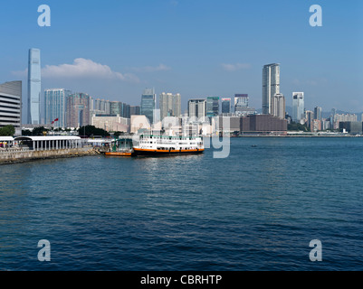 Dh Wan Chai, Hong Kong Wan Chai waterfront Xin Fa premier ferry pier Tsim Sha Tsui skyline Banque D'Images