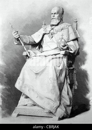 Tsar Alexandre III de Russie, régna 1881-94. c19th gravure assise sur le trône. Illustration vintage Banque D'Images