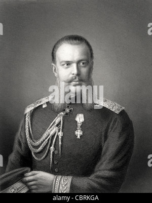Alexandre III de Russie (1845-1894) Alexandrovitch Romanov, empereur de Russie (1881-1894) le faiseur de paix c19th Portrait engravant ou Illustration ancienne Banque D'Images