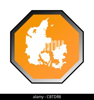 Le Danemark signe de route isolé sur un fond blanc. Banque D'Images