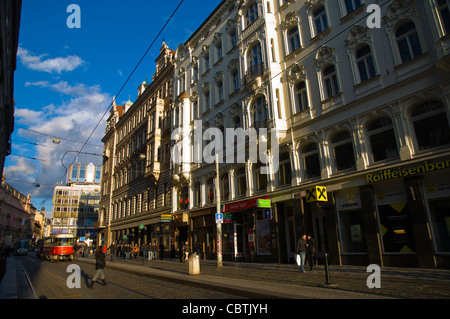 La rue Vodickova nouvelle ville Prague République Tchèque Europe Banque D'Images