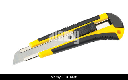 Box cutter. Isolé sur fond blanc Banque D'Images