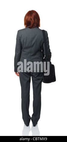 Vue arrière du caucasian woman isolated on white Banque D'Images