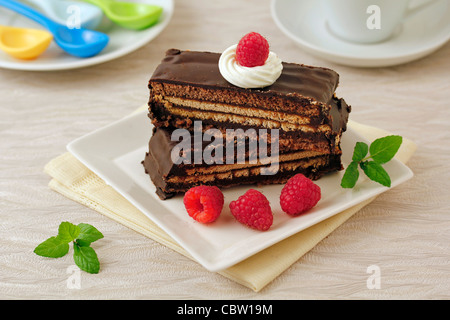 Tarte aux biscuits au chocolat. Recette disponible. Banque D'Images