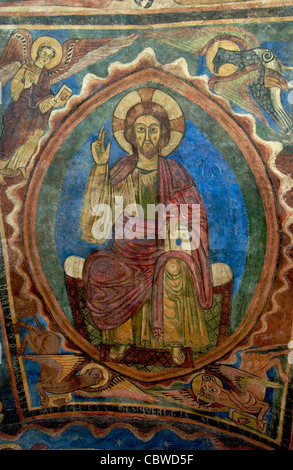 Jésus-christ Pantocrator fresco, basilique Saint-Julien, Brioude. La Haute Loire. L'Auvergne. La France. Banque D'Images