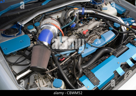 Modification et custom Subaru EJ-20 WRX turbo moteur avec grande Banque D'Images