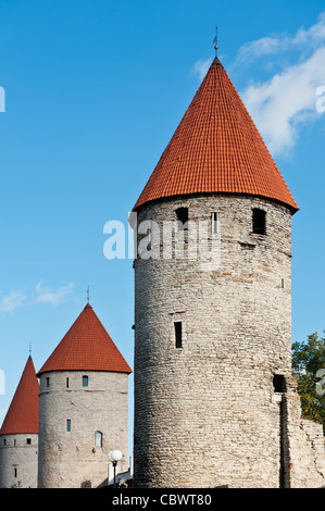 Mur de la ville et les tours, Tallinn, Estonie Banque D'Images