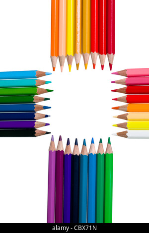 Crayons de couleur isolé sur fond blanc Banque D'Images