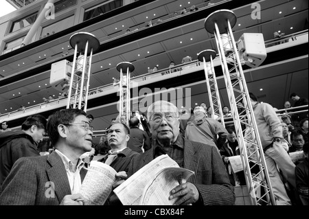 Sha Tin, Hong Kong. Les spectateurs de la piste de course du Hong Kong Jockey Club. Banque D'Images