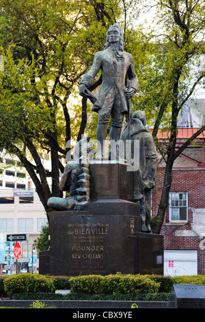 Jean Baptiste Le Moyne de Bienville statue, La Nouvelle-Orléans Banque D'Images