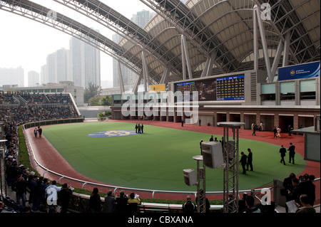 Hong Kong, Sha Tin, Hong Kong Jockey Club. Théâtre pour les cérémonies des vainqueurs. Banque D'Images