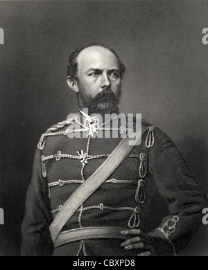 Portrait du prince Frederick Charles ou Prusse, prince de Prusse (1828-85), prince de fer, maréchal de Prusse. Victor à la bataille de Königgrätz en 1866. Illustration ancienne ou gravure Banque D'Images