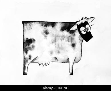 Cartoon illustration vache frisonne Banque D'Images