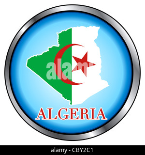 Vector Illustration pour l'Algérie, bouton rond. Banque D'Images