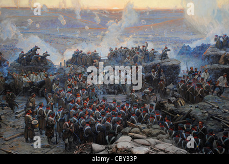 Guerre de Crimée (1853-1856). Siège de Sébastopol, 1854-1855, par Franz Alekseyevich Roubaud (1856-1928). Péninsule de Crimée. L'Ukraine. Banque D'Images