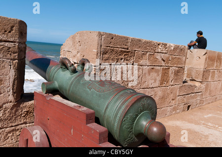 Cannon à la Skala de la Ville,Essaouira,Maroc Banque D'Images