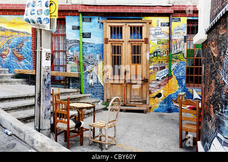 Peintures murales à Valparaiso, Chili Banque D'Images