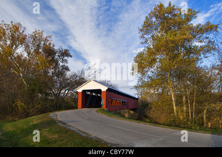 Le pont couvert de Scipion sur Sand Creek dans la région de Jennings Comté (Indiana) Banque D'Images