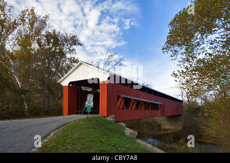 Le pont couvert de Scipion sur Sand Creek dans la région de Jennings Comté (Indiana) Banque D'Images