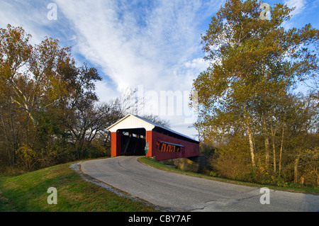 Le pont couvert de Scipion sur Sand Creek dans la région de Jennings Comté (Indiana) Banque D'Images