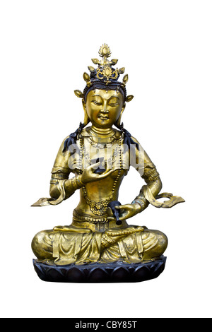 Statue de Vajrasattva sur fond blanc Banque D'Images