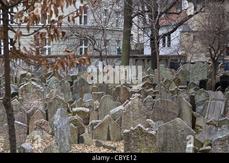 Vieux cimetière juif, Prague, République Tchèque Banque D'Images