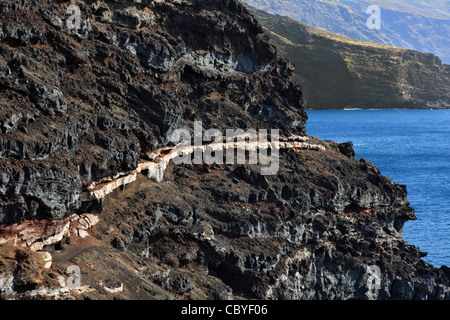 La ligne de falaise, Canaries, La Palma, l'océan Atlantique Banque D'Images