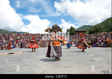 L'Asie, Bhoutan, Cham, Thimpu, Tibet, Tsechu, moine, danse, cham Banque D'Images