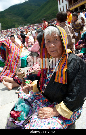 L'Asie, Bhoutan, Cham, vieux, Thimpu, Tibet, Tsechu, femme Banque D'Images