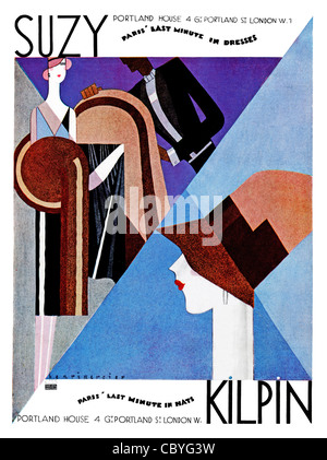 Suzy Kilpin, Art déco 1928 annonce pour la London fashion house avec les dernières robes et chapeaux de Paris Banque D'Images