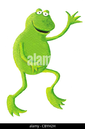 Illustration de l'acrylique funny frog dansant sur le droit Banque D'Images