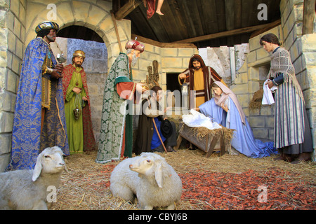 Crèche de Bethléem, à l'église St Catherine Banque D'Images