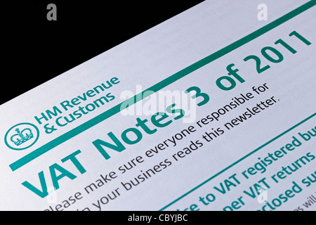 Notes 3 TVA HMRC de 2011 Banque D'Images