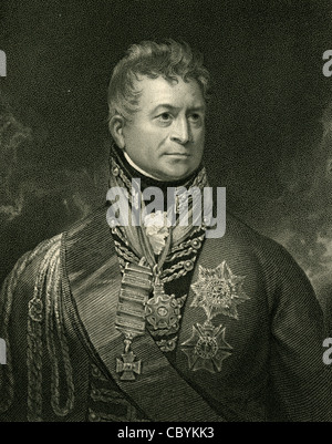 La gravure de 1830 Le Lieutenant général Sir Thomas Picton. Banque D'Images