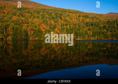 Image miroir automne feuillage à Emerald Lake, New York. Banque D'Images